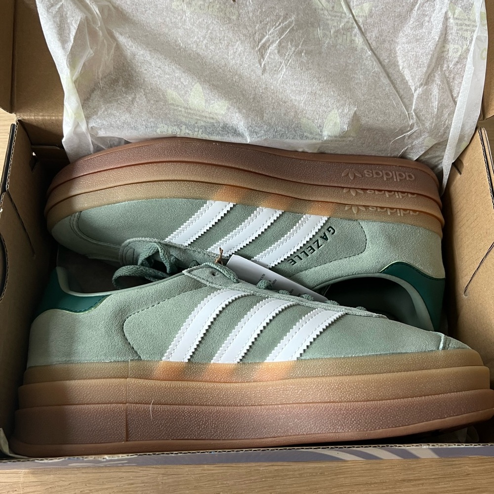 Adidas Gazelle Bold Sage Silver Green Gum Sole